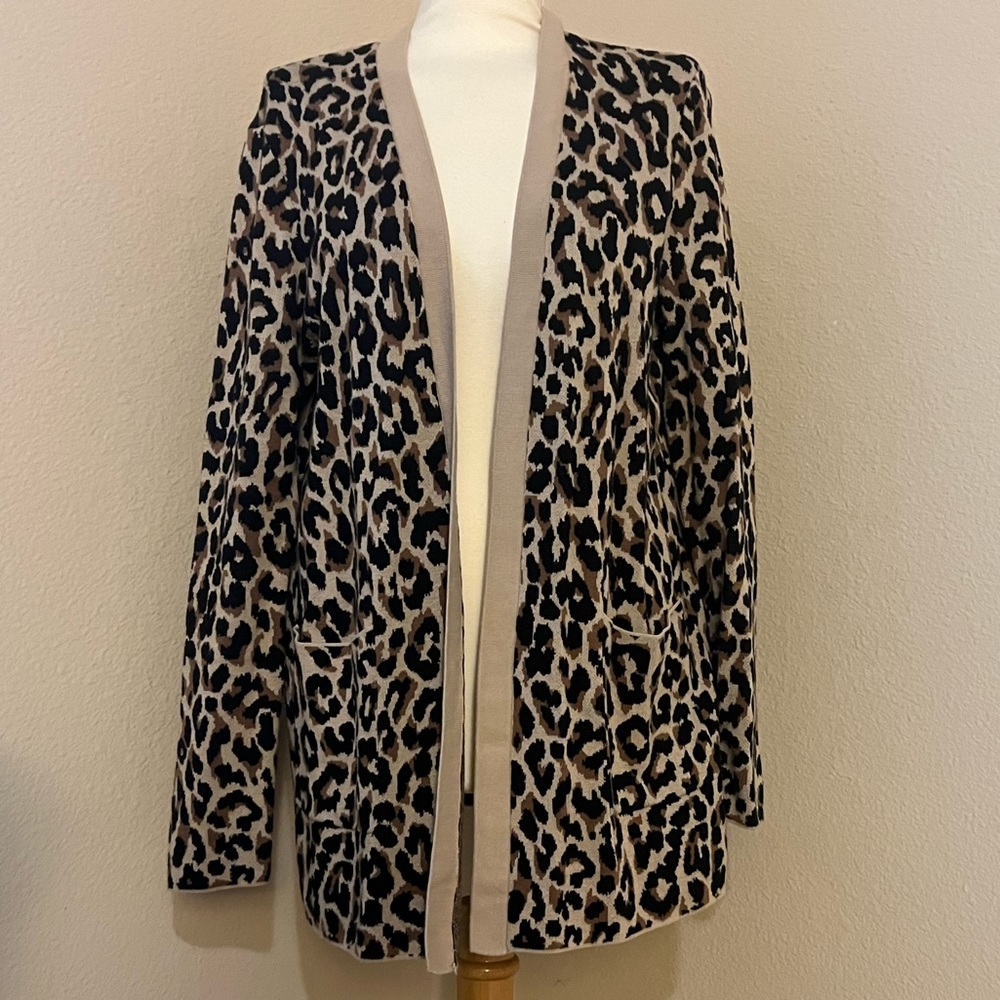 J. Crew Leopard Print Open Cardigan